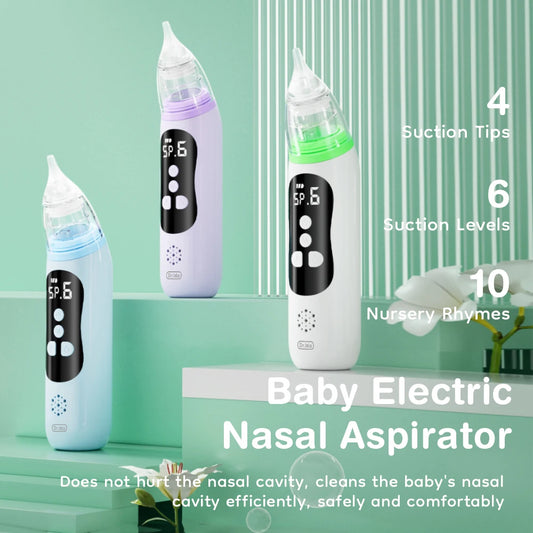 Dr.isla Baby Electric Nasal Aspirator Nose Suction Device with Food Grade Silicone Mouthpiece 6 Suction Modes and Soothing Music