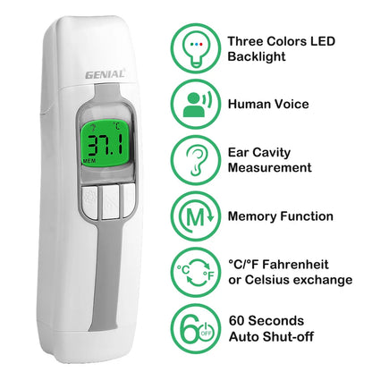 Ear Thermometer,1 Second Accurate Digital Thermometer for Adults Kids Babies,3 Age Groups 3 Color Backlight Display Fever Alarm